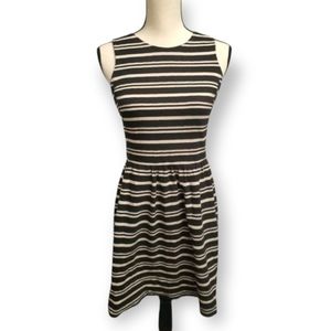 J Crew Womens Black Ivory Striped Panel Dress Size XS Sleeveless